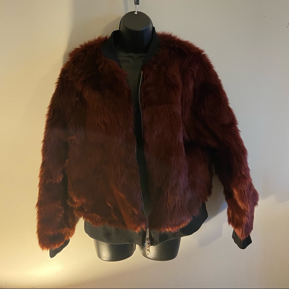 Burgundy fairly new Fur coat